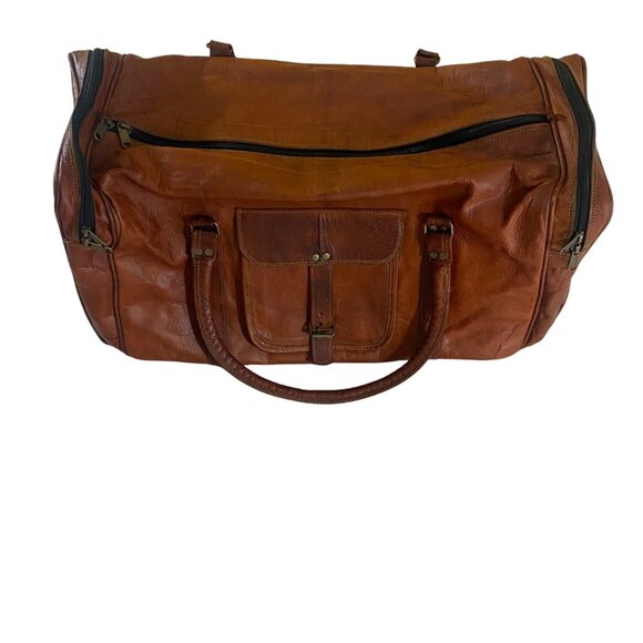 Komal's Passion Other - Komal's Passion 21'' Large Travel Genuine Brown Leather Duffle Bag With Strap